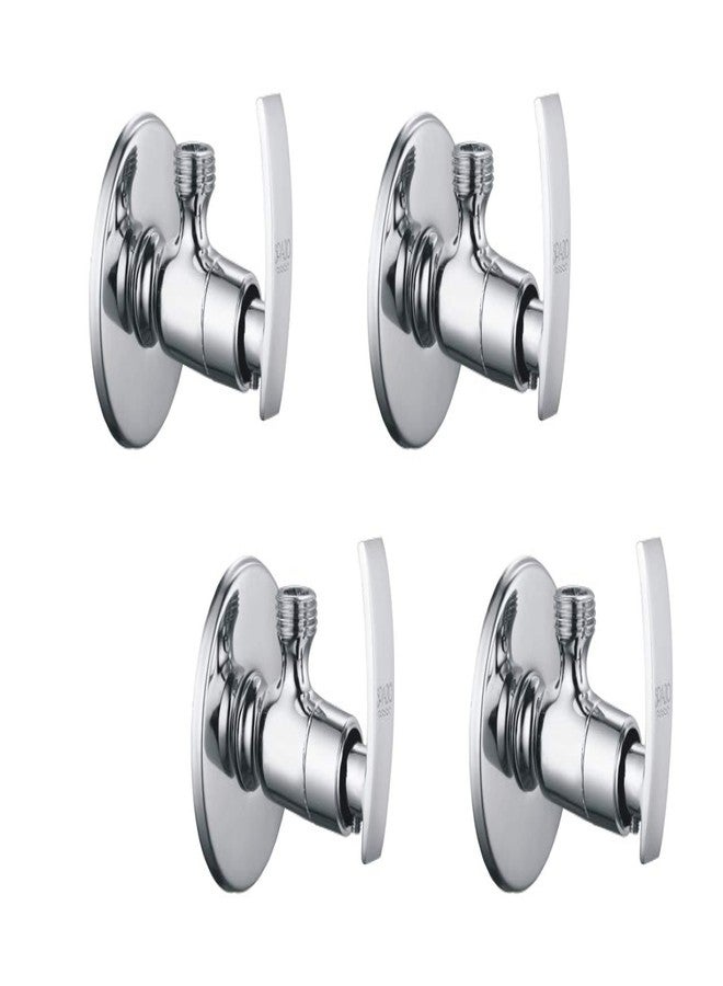 SPAZIO Soft Brass Angle Valve/Stop Cock for Bathroom Taps, Geyser and Wash Basin Connection with Flange (Chrome Finish, 4-Pieces) - Image 1